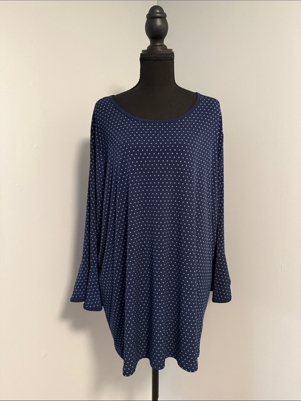 MICHAEL Michael Kors Navy and White Polka Dot Long Sleeve Tunic